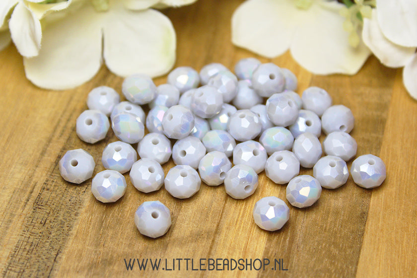 Facet kralen 8mm Grijs Shine, +/- 60 stuks