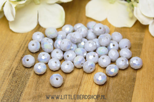 Faceted beads 8mm Gray Shine, +/- 60 pieces