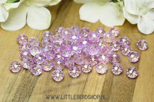 Faceted beads 8mm Light Purple Shine, +/- 60 pieces