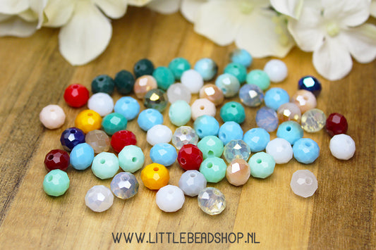 Faceted beads 8mm Multi-Colour Light Shine, +/- 60 pieces