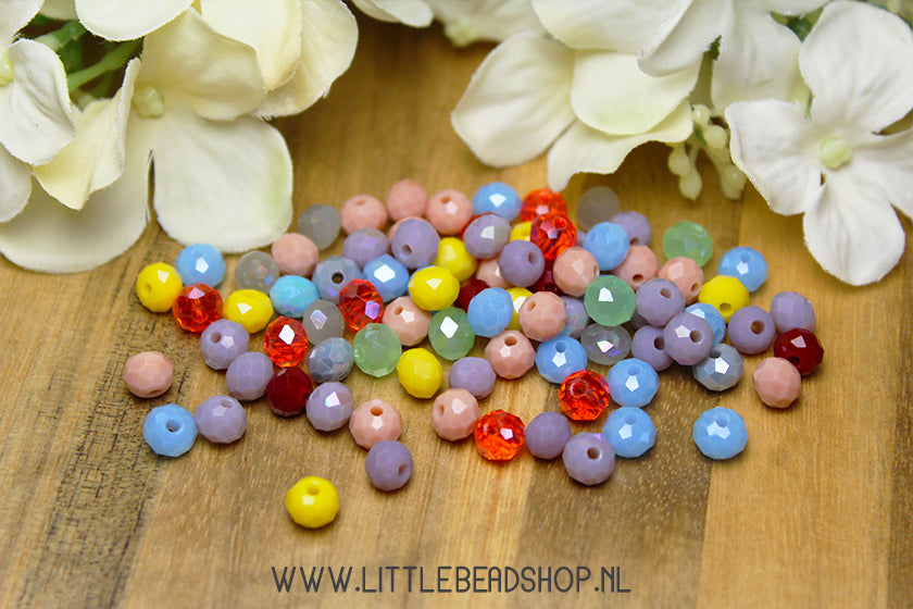 Faceted beads 6mm Multi-Colour Mix, 80 pieces