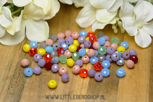 Facet kralen 6mm Multi-Colour Mix, 80 stuks