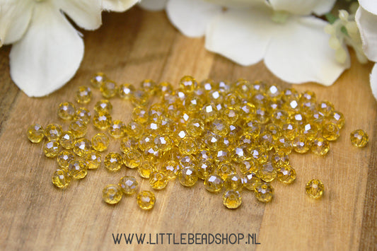 Facet kralen 4mm Licht Bruin Shine, +/- 110 stuks