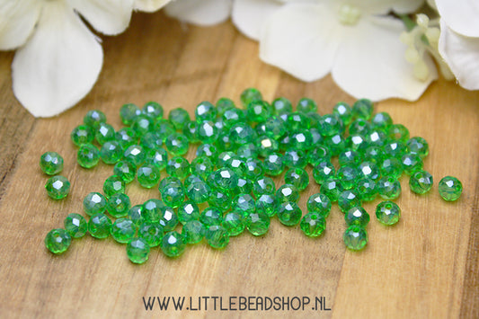 Facet kralen 4mm Donker Groen Shine, +/- 110 stuks