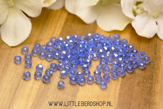 Faceted beads 4mm Heavenly Blue Shine, +/- 110 pieces