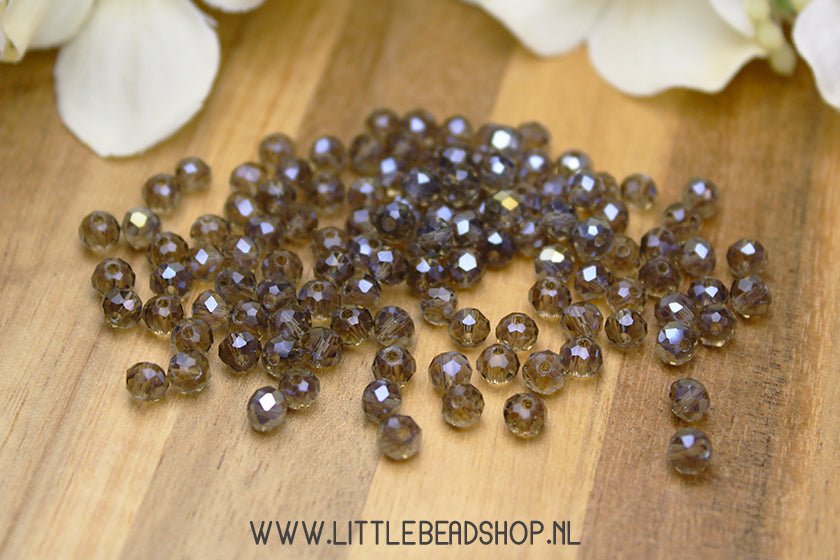 Facet kralen 4mm Khaki Shine, +/- 110 stuks