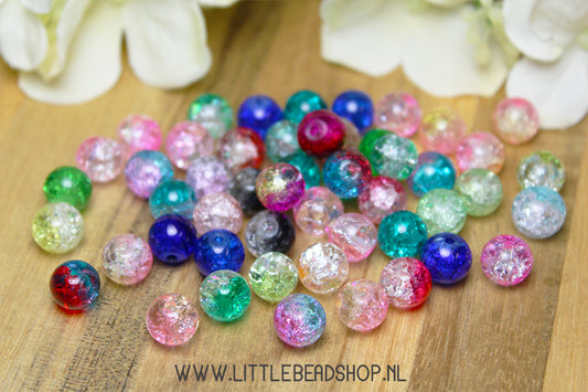 Glass beads Crackle Double Mix 8mm, +/- 50 pieces