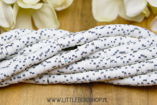 Katsuki Beads Mix White & Anthracite 6mm, per strand