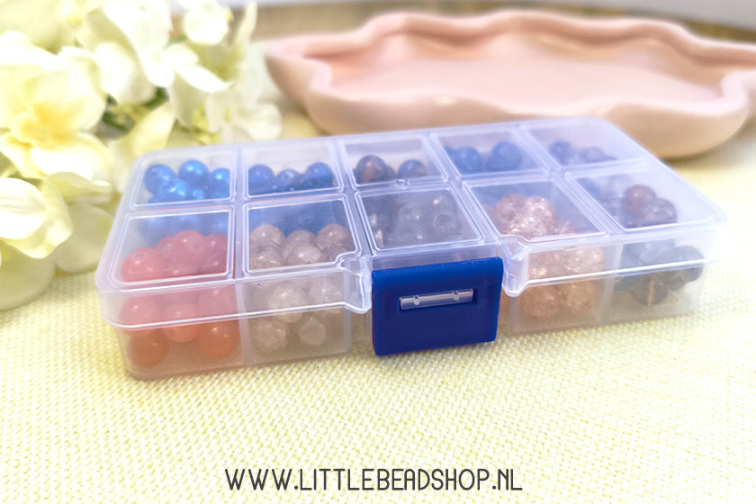 Kralenbox Glaskralen Orange & Dark Blue, per box