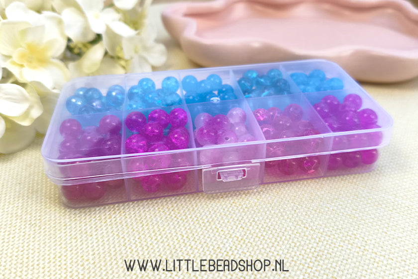 Kralenbox Glaskralen Pink & Blue, per box