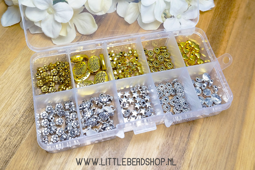 Kralenbox Metalen Tussenkralen Assorti, 250 kralen