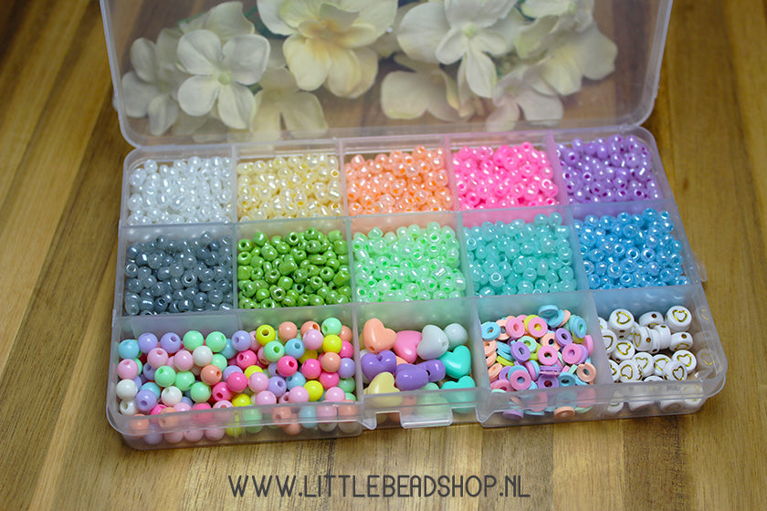 Kralenbox Pearl Pastel met 4mm rocailles