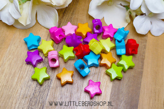 Acryl kralen Ster Multi-Colour, +/- 25 stuks