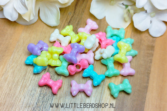 Acrylic beads Bow Pastel, +/- 25 pieces