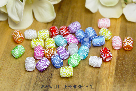 Acrylic Beads Tube Transparent Multi-Colour, +/- 30 pieces