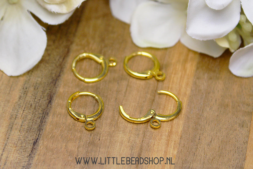 Oorbel Haakjes Rond Brass Metaal Goudkleur, 4 stuks