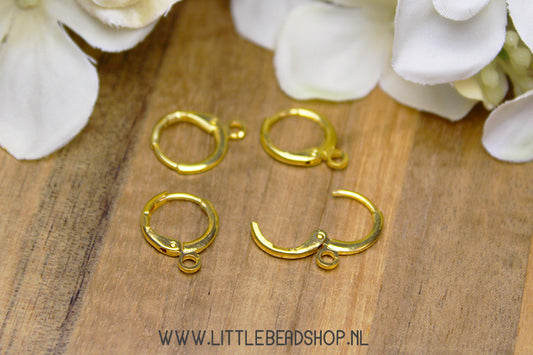 Earring Hooks Round Brass Metal Gold Color, 4 pieces
