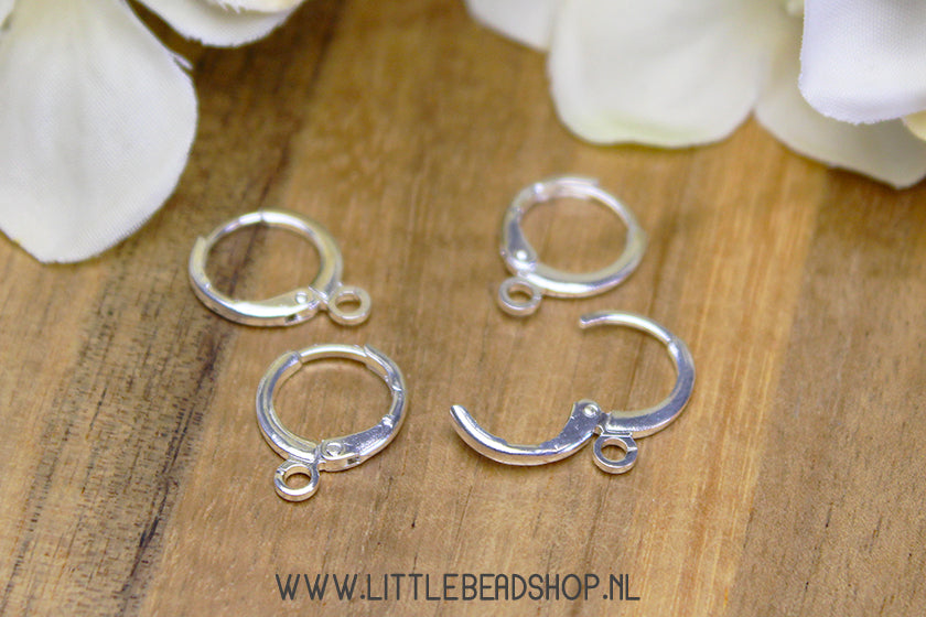 Oorbel Haakjes Rond Brass Metaal Zilverkleur, 4 stuks