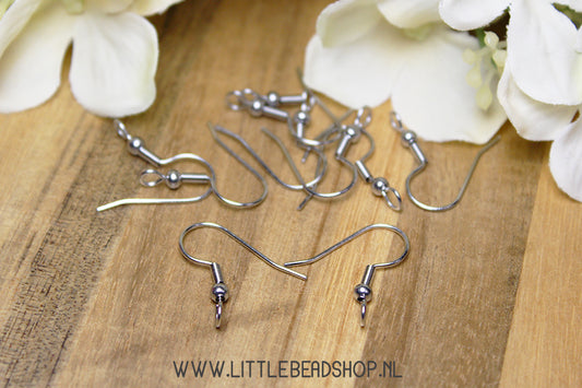 Swan Neck Ear Hooks Stainless Steel, 10 pieces