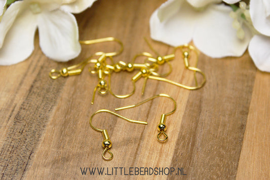 Swan neck ear hooks gold color, 10 pieces