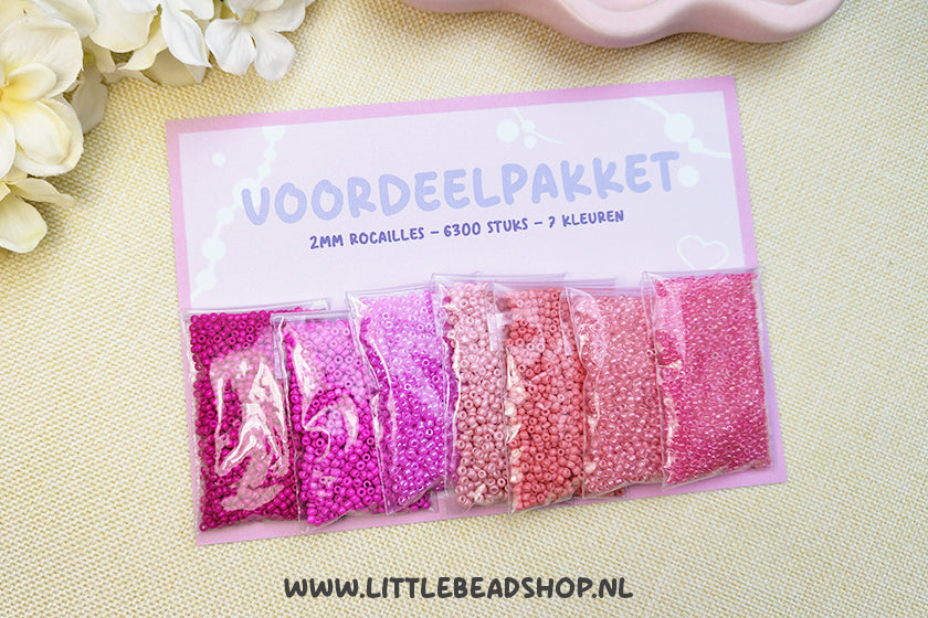 Voordeelpakket 2mm Rocailles - Pink Paradise (uitverkoop!)