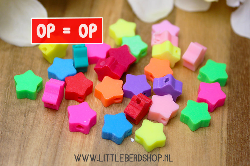 Polymeer Kralen Ster Neon, 30 stuks
