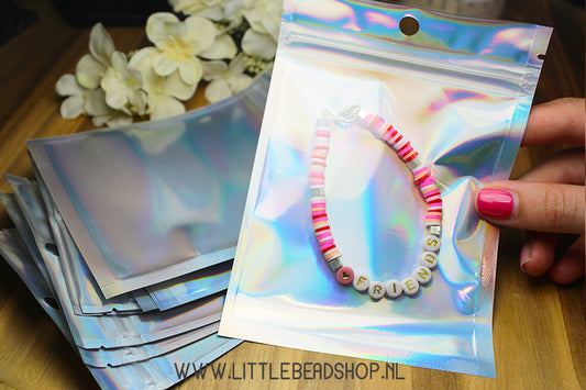 Gift Bags Plastic Holographic Large, 10 Pieces