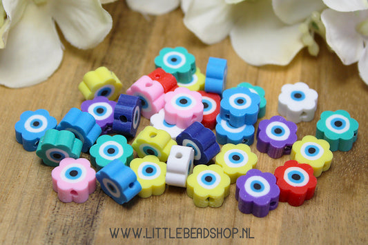 OP=OP Polymeer Kralen Bloemetjes Yin Yang, 30 stuks