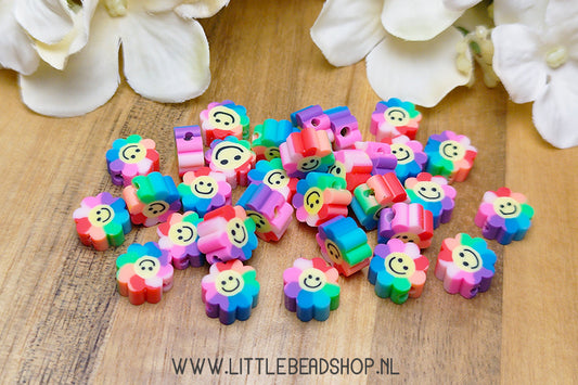 Polymer Beads Colored Flower, 30 pieces