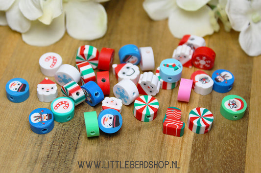 Polymeer Kralen Kerst Figuurtjes Mix, +/- 30 stuks