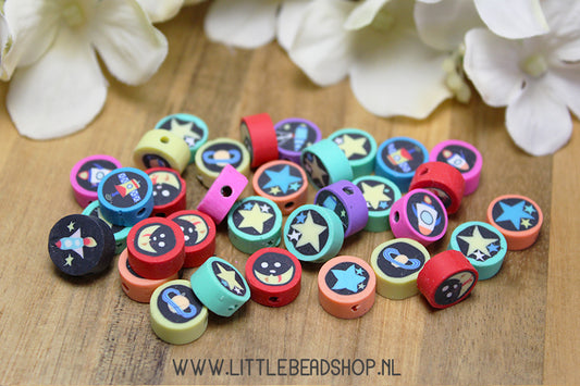 OP=OP Polymeer Kralen Galaxy, +/- 30 stuks