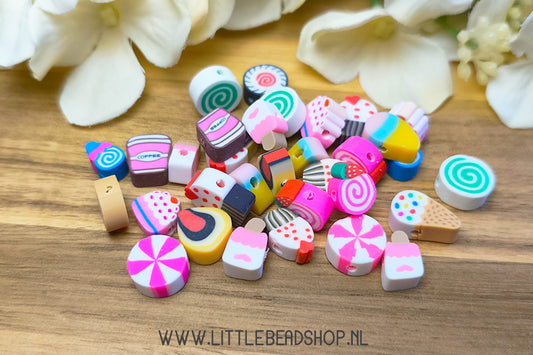 OP=OP Polymeer Kralen Sweets Figuurtjes Mix, +/- 30 stuks