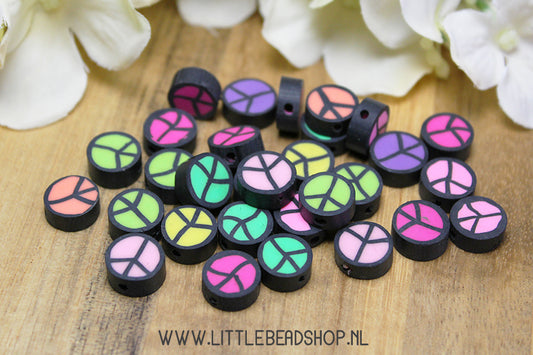 OP=OP Polymeer Kralen Peace, 30 stuks