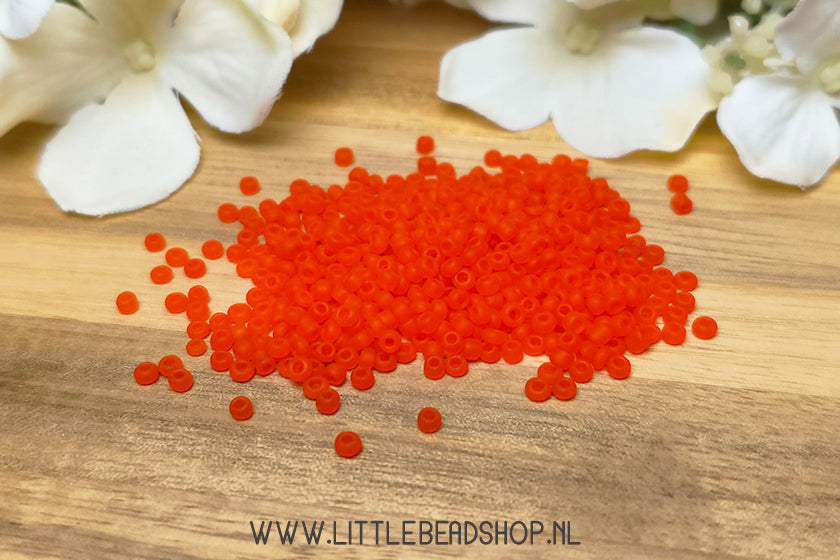 Rocailles Frosted Donker Oranje 2mm, 15 gram