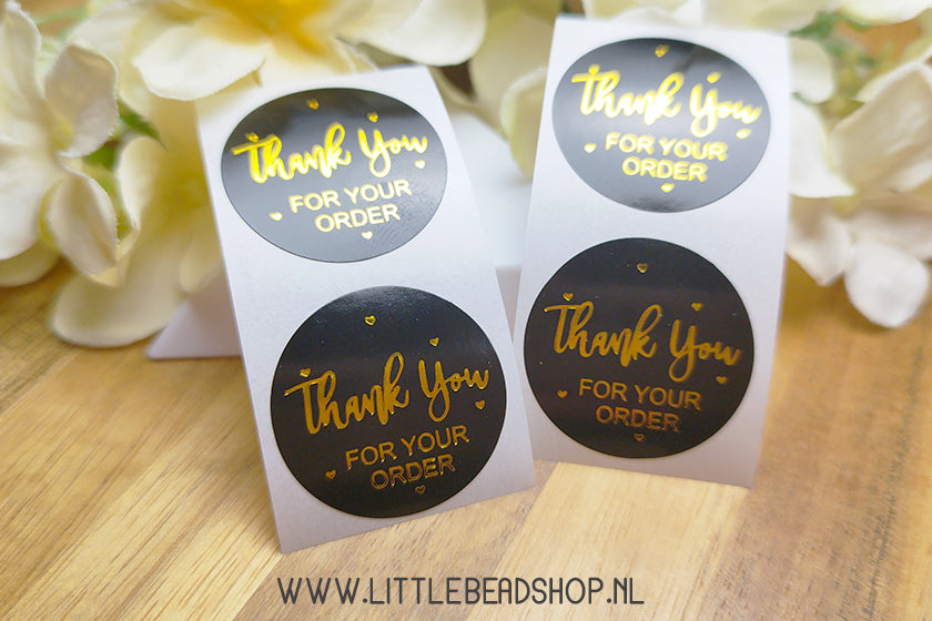 Stickers Thank you Black & Gold 25mm, per 10 stuks
