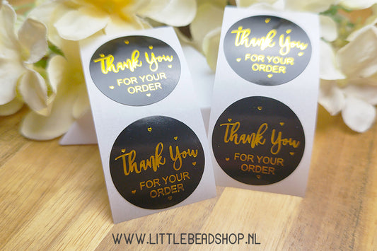 Stickers Thank you Black & Gold 25mm, per 10 stuks