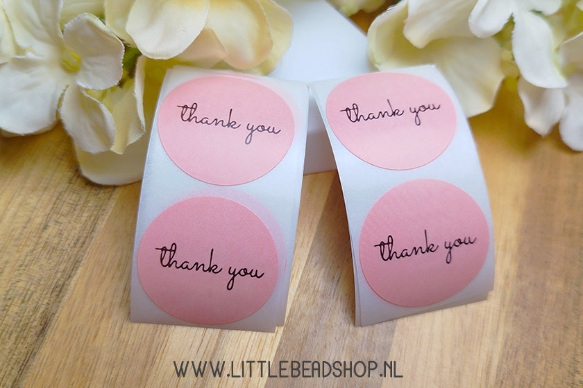 Stickers Thank You Pink 25mm, 10 stuks