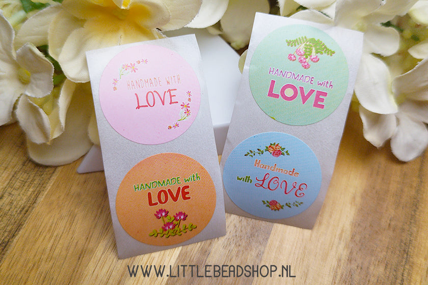 Stickers Handmade With Love Pastel 25mm, 12 stuks