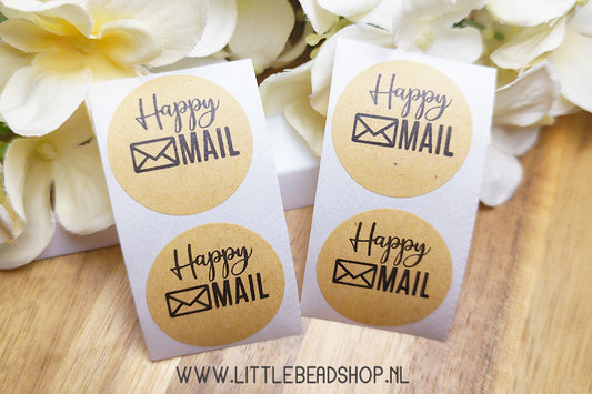 Stickers Happy Mail kraft 25mm, 10 pieces