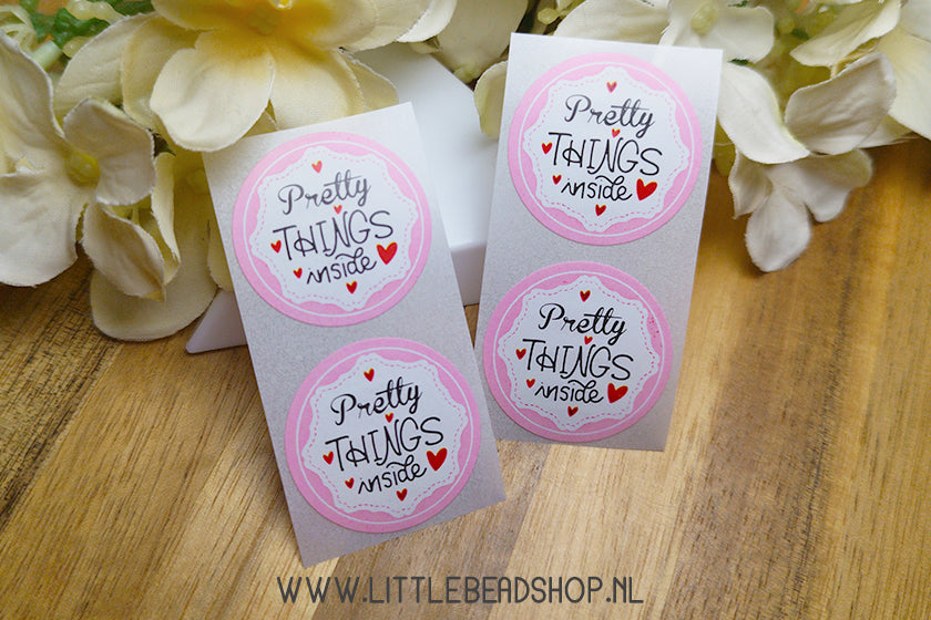 Stickers Pretty Things Inside Pink 25mm, per 10 stuks