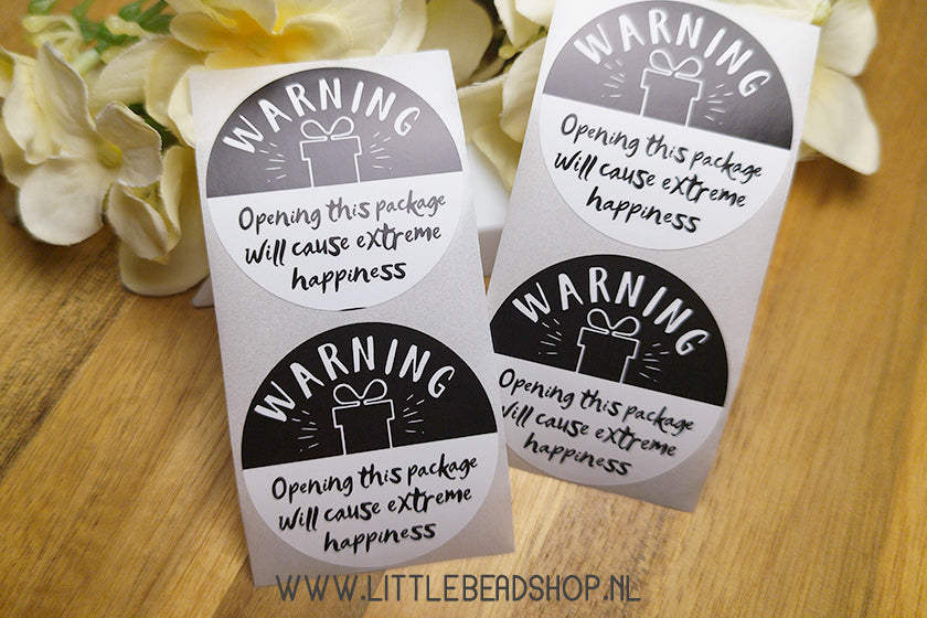 Stickers Warning 40mm zwart wit, 10 stuks