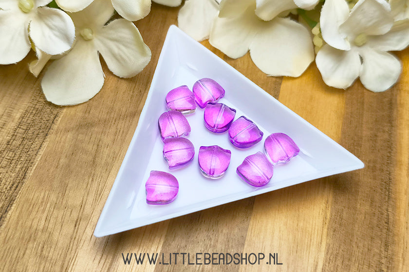 Glaskralen Tulp Bloem paars, 10 stuks