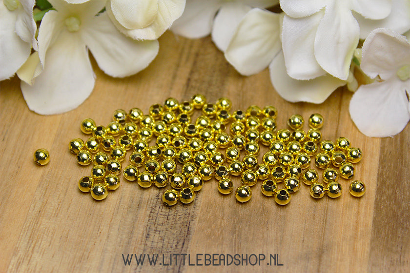 Spacer beads Metal balls 4mm gold color, +/- 200 pieces