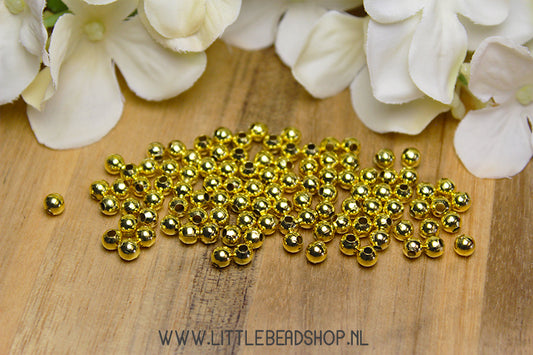 Spacer beads Metal balls 4mm gold color, +/- 200 pieces