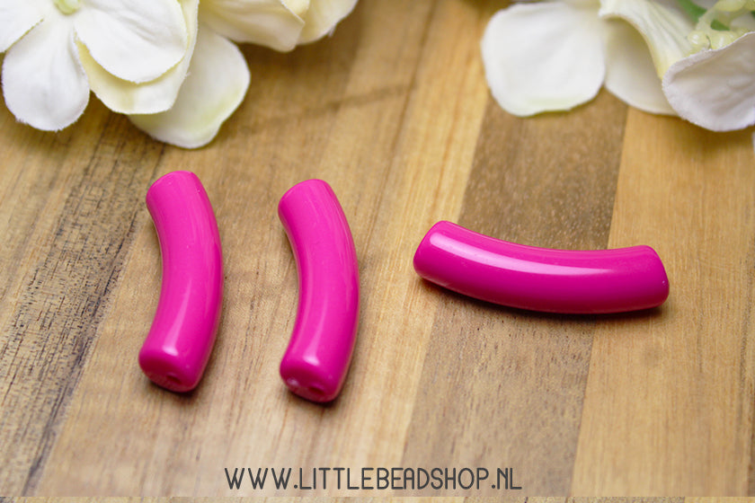 Acryl Tube Kralen Aubergine Roze 32x9.5mm, per stuk