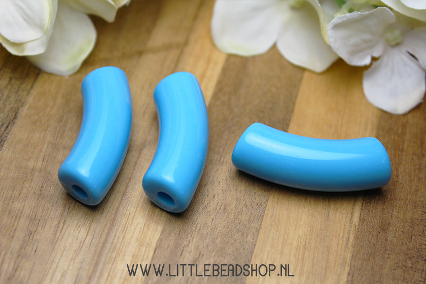 Acryl Tube Kralen Lichtblauw 36x13mm, per stuk