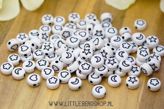 Acrylic beads Silhouettes Mix 7mm, 100 pieces