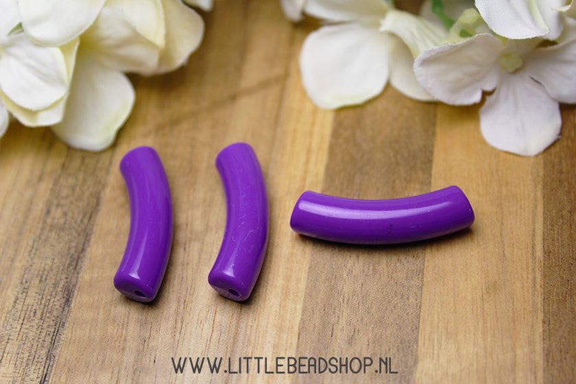 Acryl Tube Kralen Donker Paars 32x9.5mm, per stuk