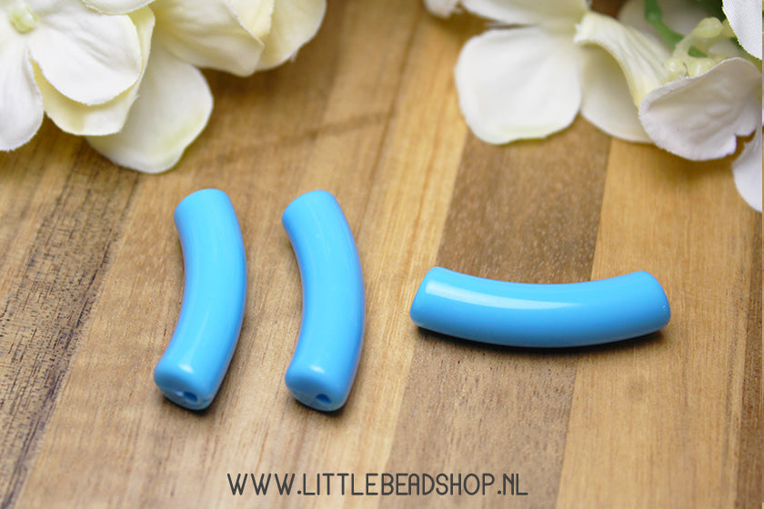 Acryl Tube Kralen Lichtblauw 32x9.5mm, per stuk