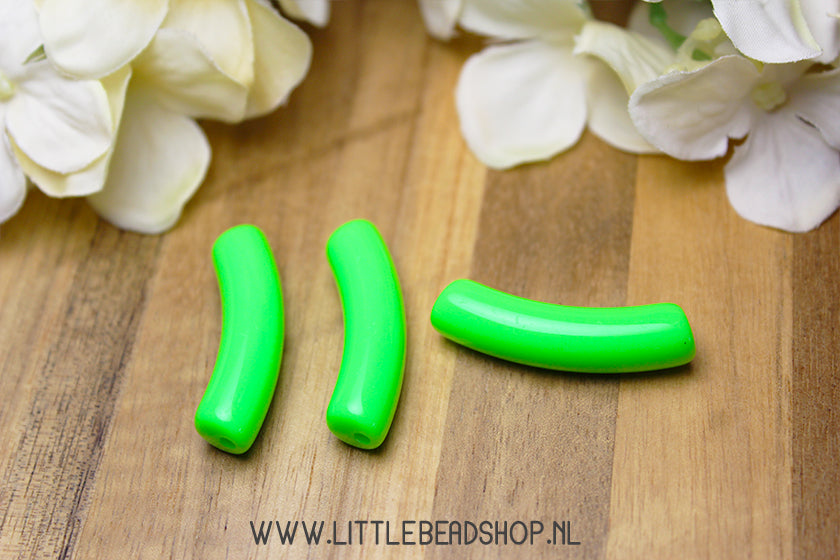 Acryl Tube Kralen Neon Groen 32x9.5mm, per stuk